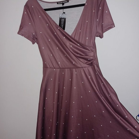 Oxiuly Purple Polka Dot Dress - Picture 5 of 6